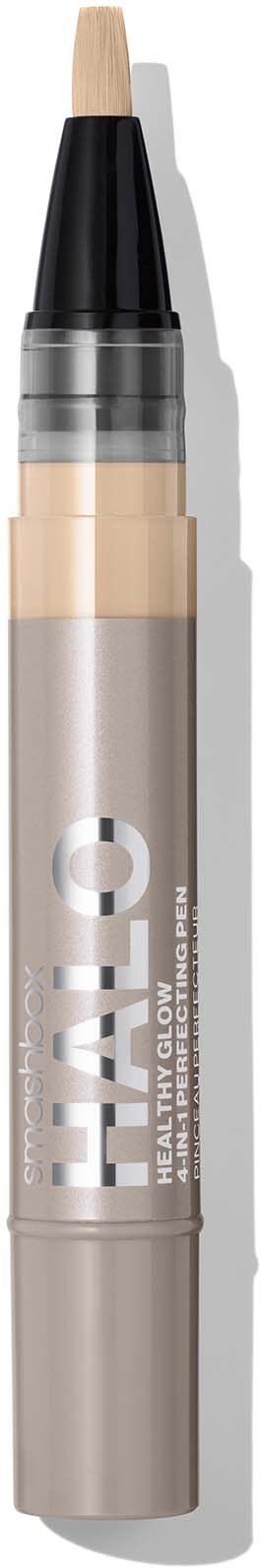 A beige eye concealer with a black tip and a clear section showing product inside.