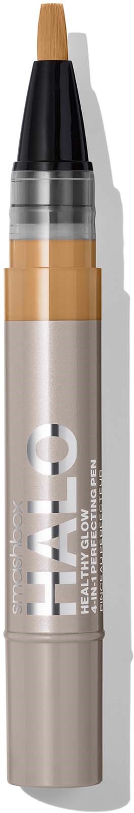A makeup pen with a beige and black body, and a pointed tip for applying makeup.