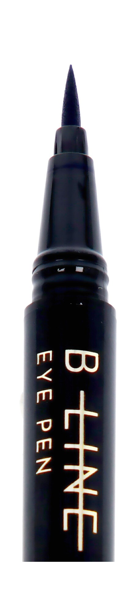 En svart ögonpenna med guldfärgad text som säger "B + H" och "EYE PEN."