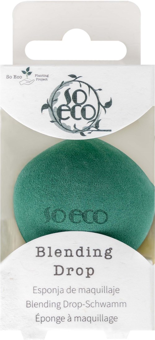 Een groene blending-spons met 'So Eco' merk, in verpakking met wit en groen ontwerp.