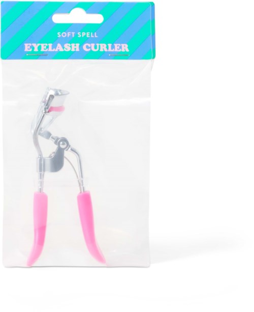 En liten rosa vippemaskin med metalldeler i plastemballasje.