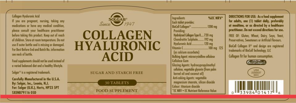Solgar Collagen Hyaluronic Acid Complex Tablets 30st