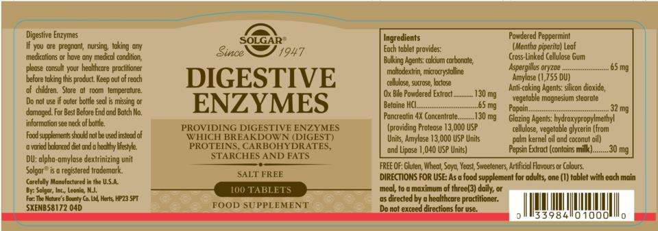 Solgar Digestive Enzymes Tablets 100st