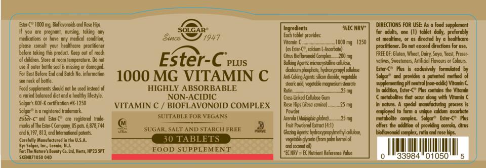 Solgar Ester-C Plus 1000 mg Vitamin C Tablets 30st