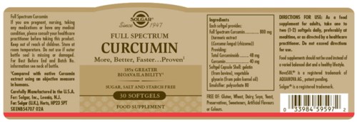 Full spectrum cummin supplement, free of sugar, salt, starch, with instructions, ingredients, and benefits listed.