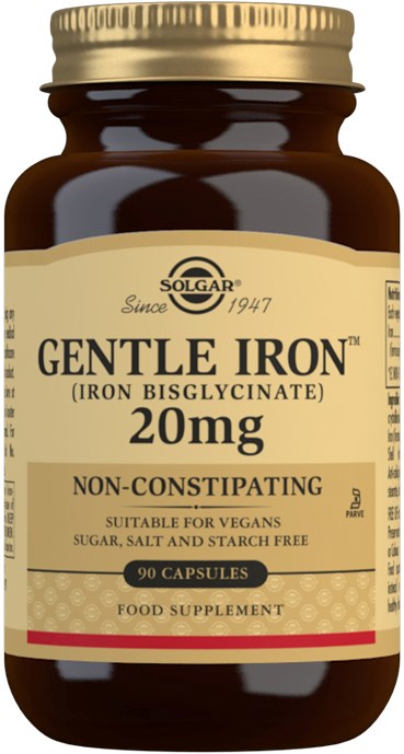 Solgar Gentle Iron (Iron Bisglycinate) 20 mg Vegetable Capsules 90 st