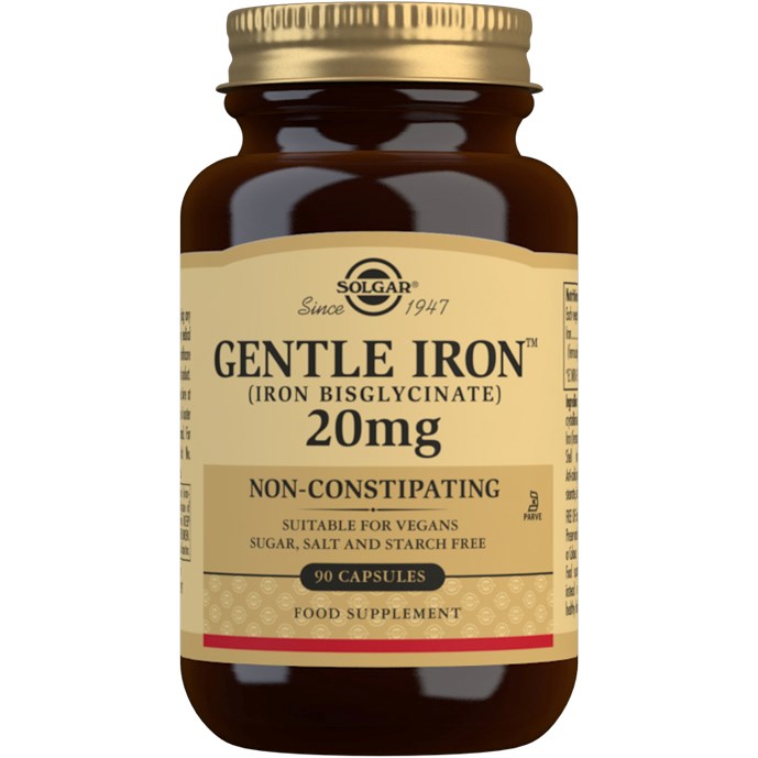Solgar Gentle Iron (Iron Bisglycinate) 20 mg Vegetable Capsules 90 st