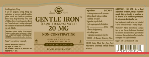 Gentle Iron-tabletter innehåller järn för att förebygga och behandla järnbrist, lämpliga för veganer, icke-constiperande och glutenfria.