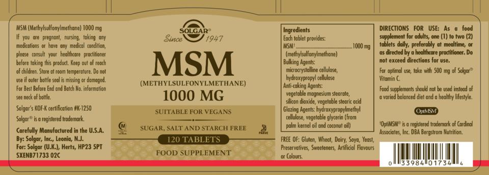 Solgar MSM 1000 mg Tablets 120st