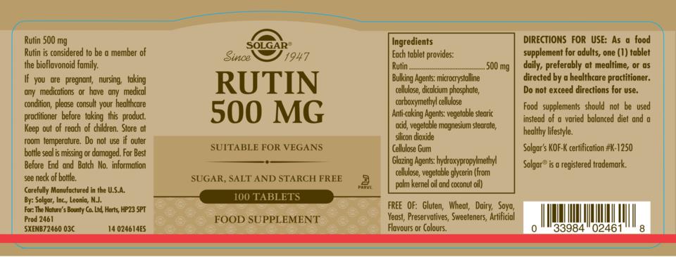 Solgar Rutin 500 mg Tablets 100st