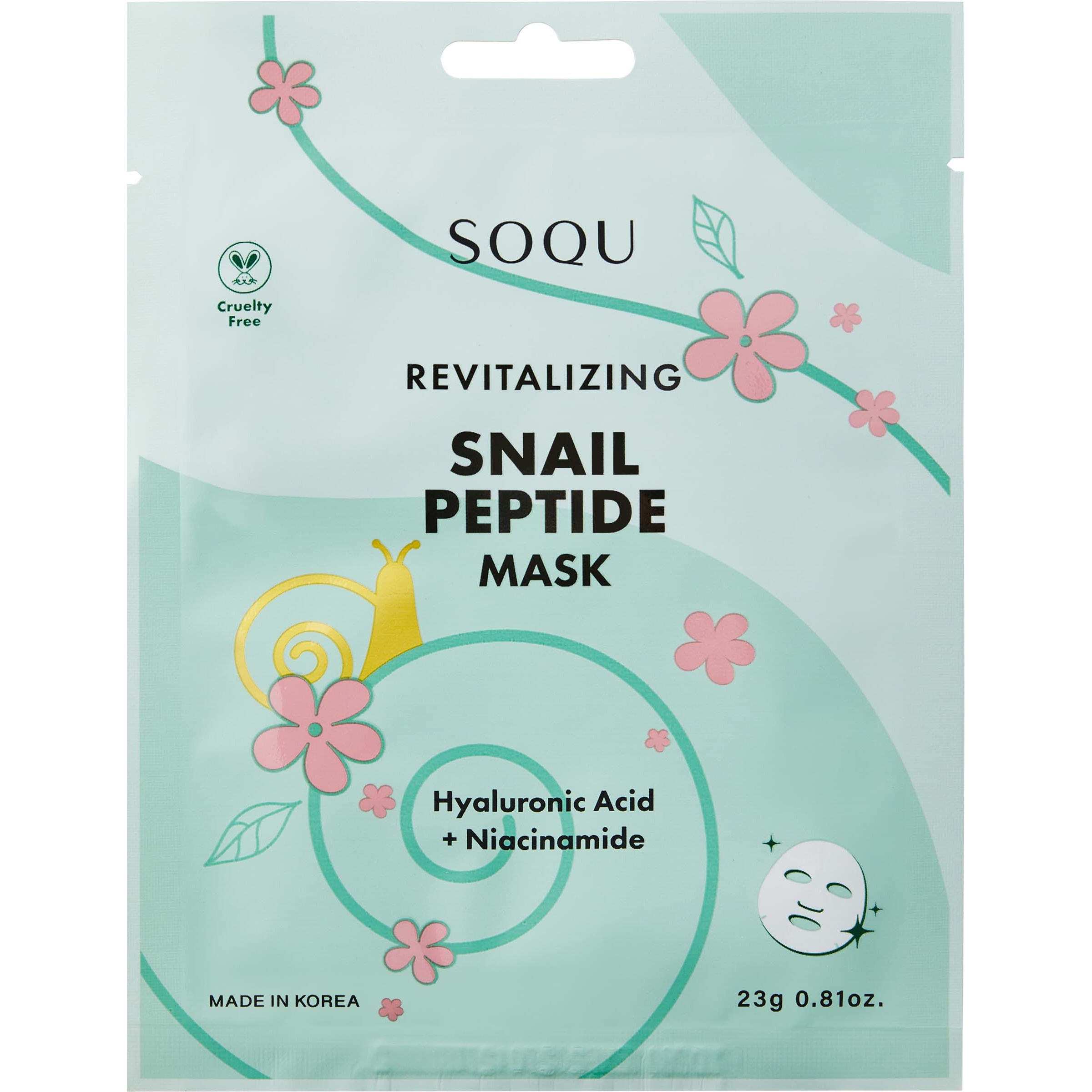 SOQU Snail Peptide Sheet Mask 23 g billede