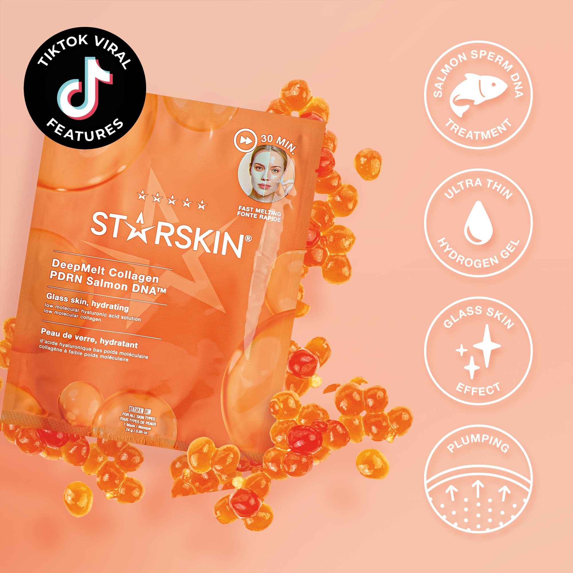 Starskin DeepMelt Collagen PDRN Salmon DNA Face Mask 4 szt. (obrázok 5)