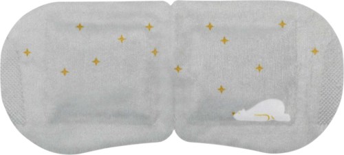 A cloudy sky with yellow stars and a sleeping moon. The scene appears calm and peaceful.