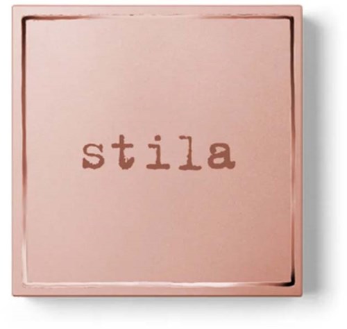 A pink box with the word "stila" in lowercase brown letters in the center.