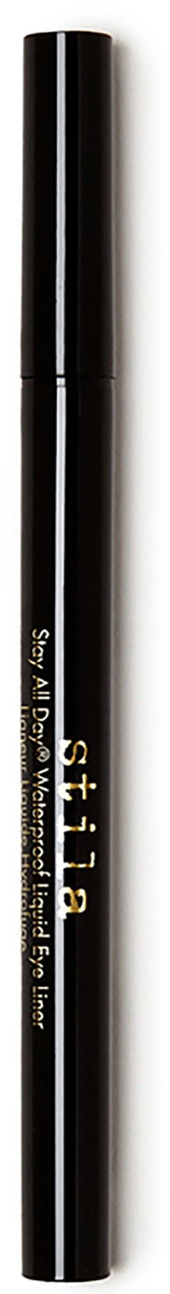 A black pen with gold and white text that says "Stila" and "Stay All Day" on a black background.