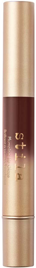 Een beige en bruine lippenstift met de naam "Stila" erop.