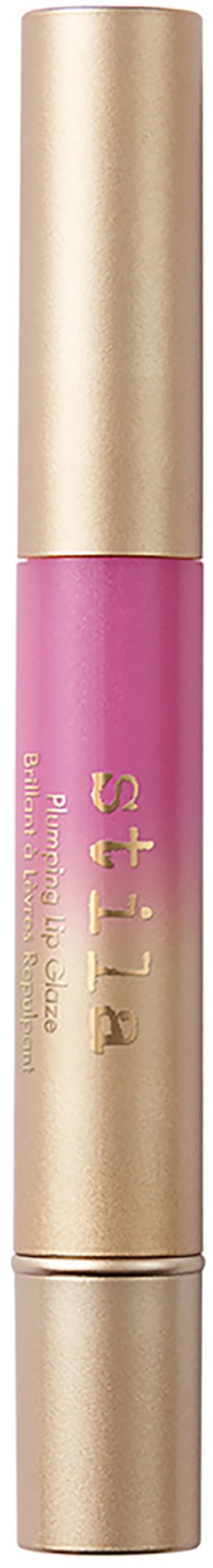 En rosa leppefarge med gullkapsel, merket 'lips+'.