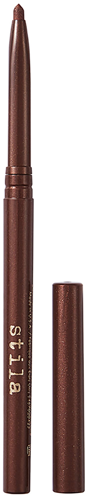 A brown lipstick pencil with a cap, designed for lip makeup application.
