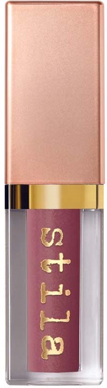 Een lippenstift met roze tint en gouden accenten, met de merknaam 'birt' erop.