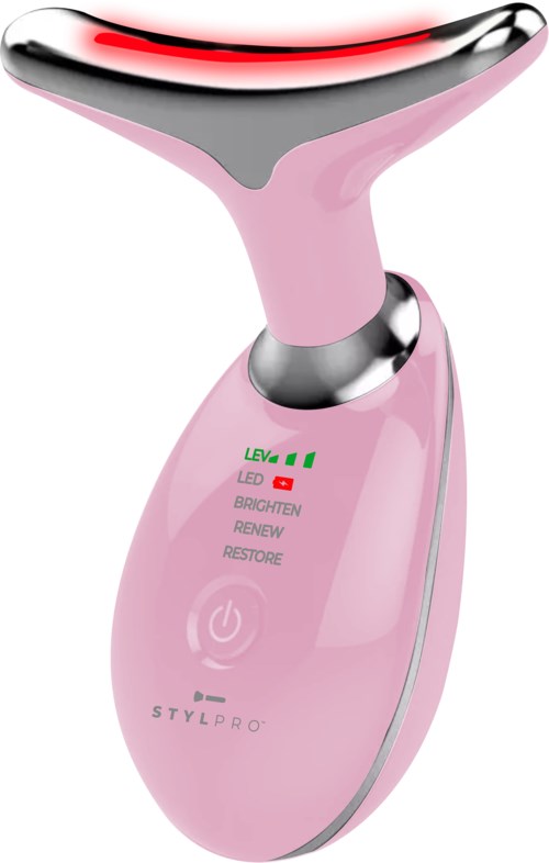 STYLPRO Fabulous Firmer LED Light Therapy Neck & Face Smoother Pink