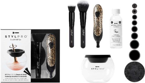 STYLPRO Makeup Brush Cleaner And Dryer Gift Set Cheetah