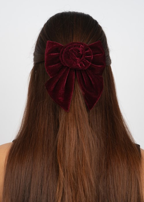 SUI AVA Peppermint Rosie Velvet Bow Bordeaux