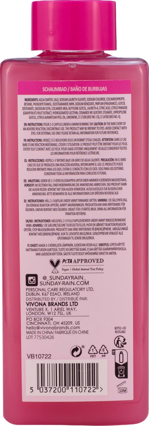 Sunday Rain Bubble Bath Pink Grapefruit & Sea Salt 520 ml