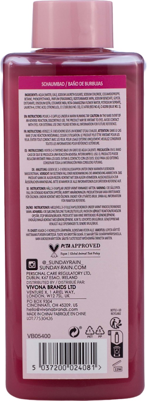 Sunday Rain Bubble Bath Rose 520 ml
