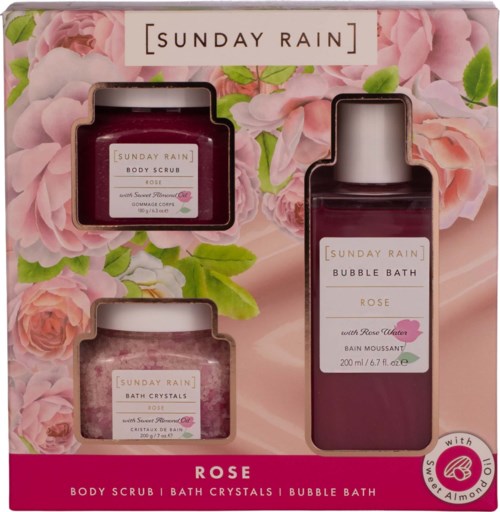 Sunday Rain Rose + Sweet Almond Oil Bath Trio