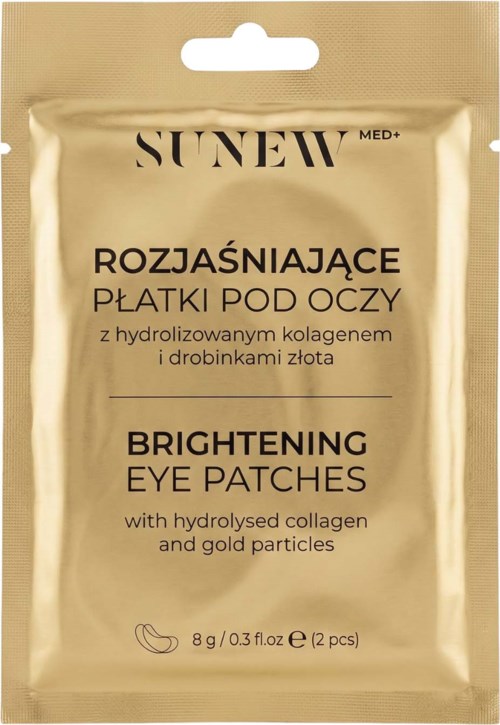 Förpackning med ljusgörande ögonlappar med kollagen och guldpartiklar, 8 gram, två stycken.