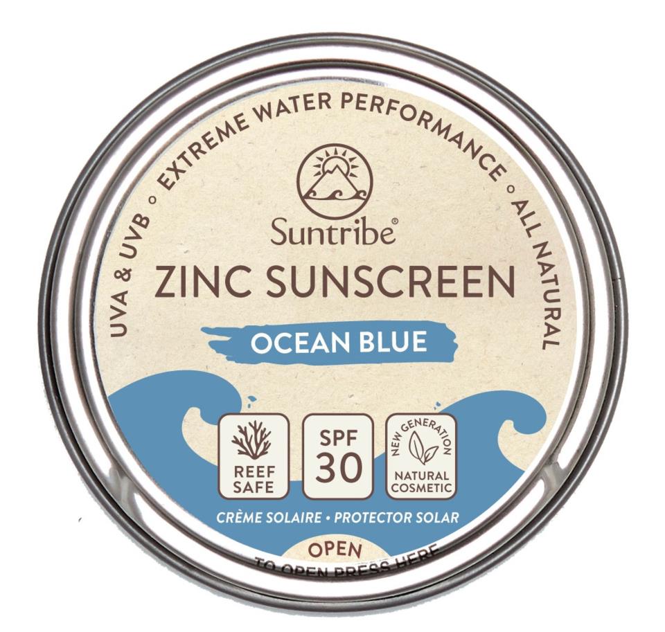 Suntribe All Natural Face & Sport Zinc Sunscreen SPF 30 OCEAN BLUE  45g