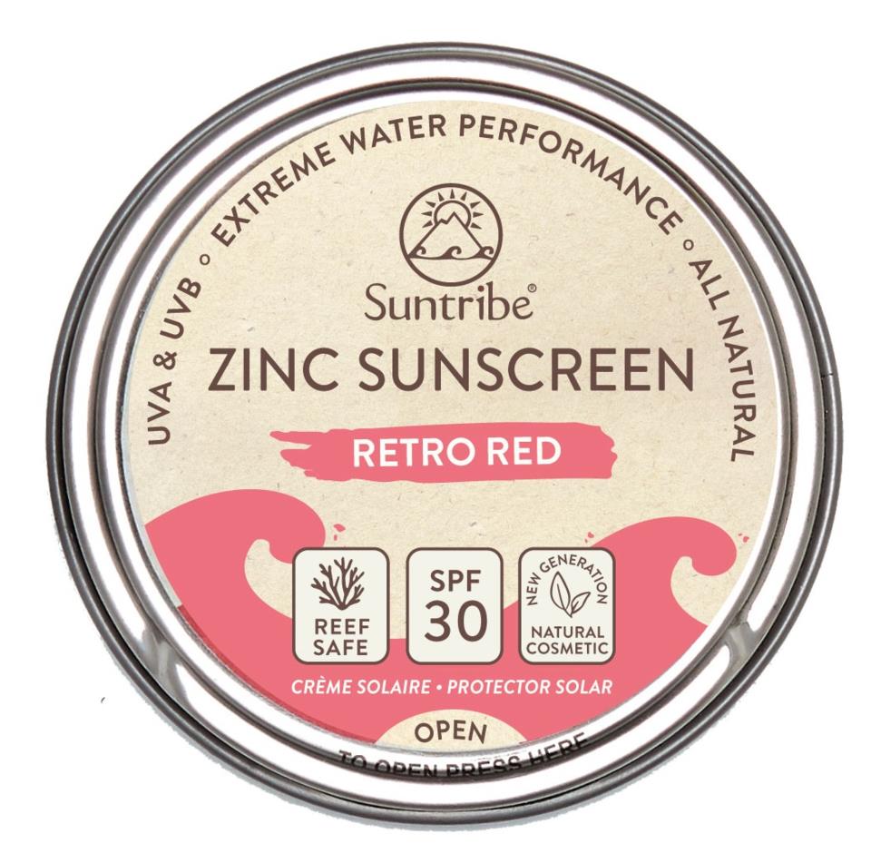 Suntribe All Natural Face & Sport Zinc Sunscreen SPF 30 RETRO RED  45g