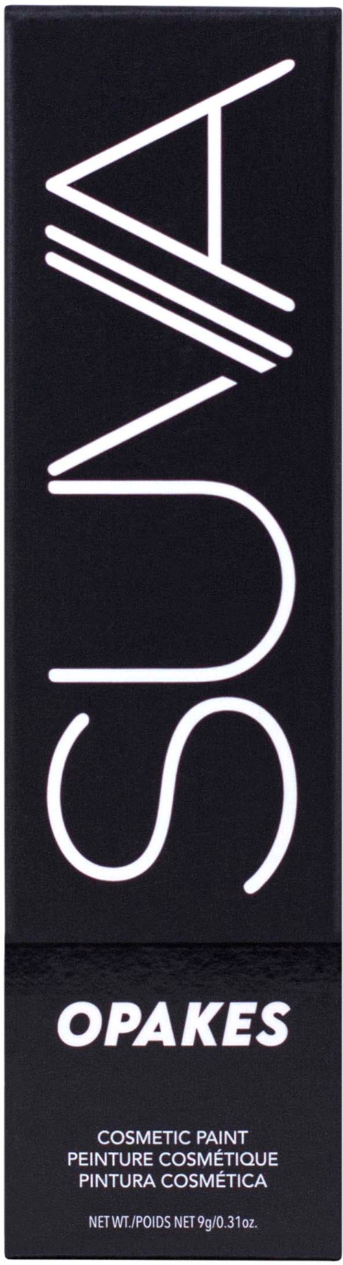 Ett svartvitt vertikalt logo med ordena 'SUA' och 'OPAKES'.