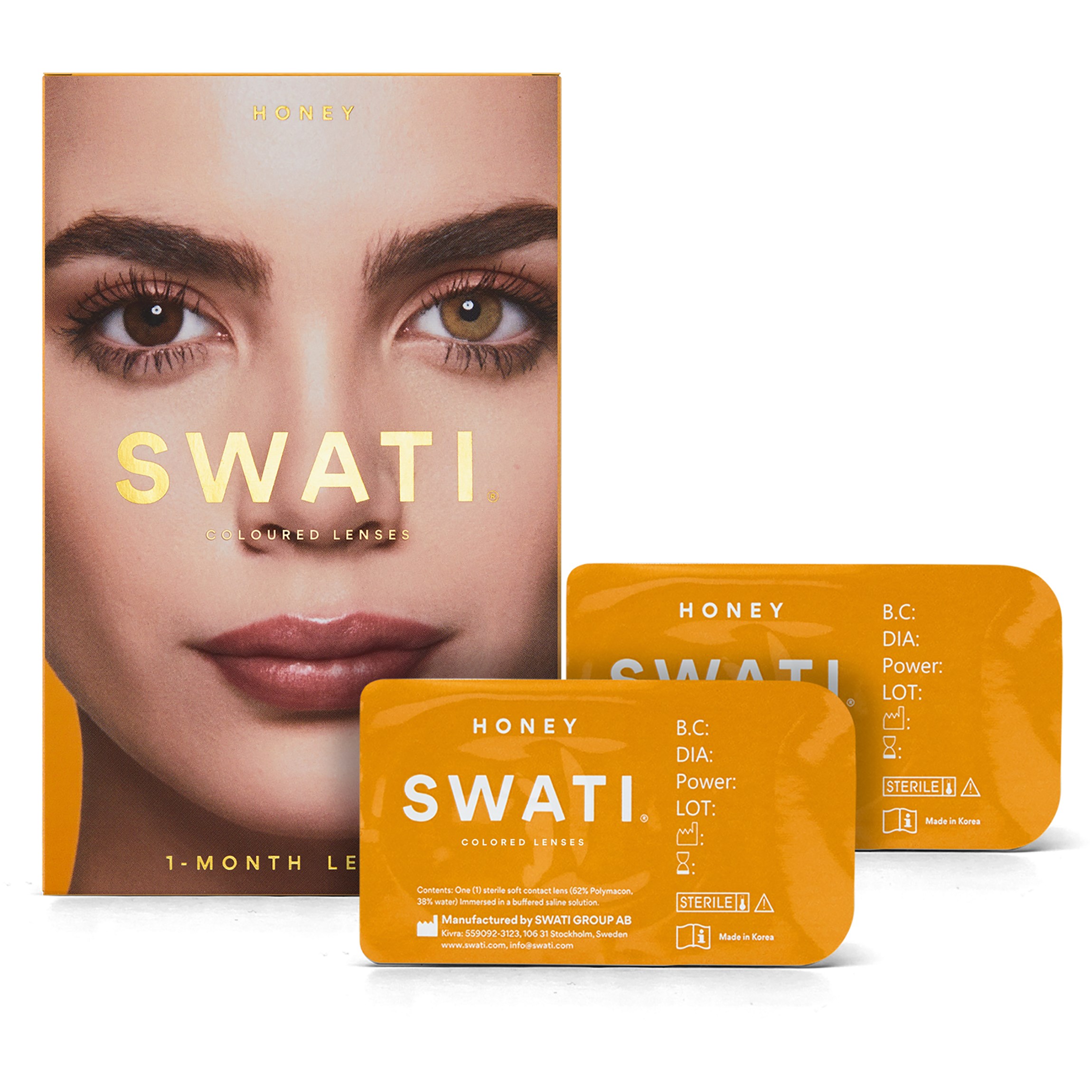 Läs mer om SWATI Cosmetics Coloured Lenses HONEY 1 MONTH