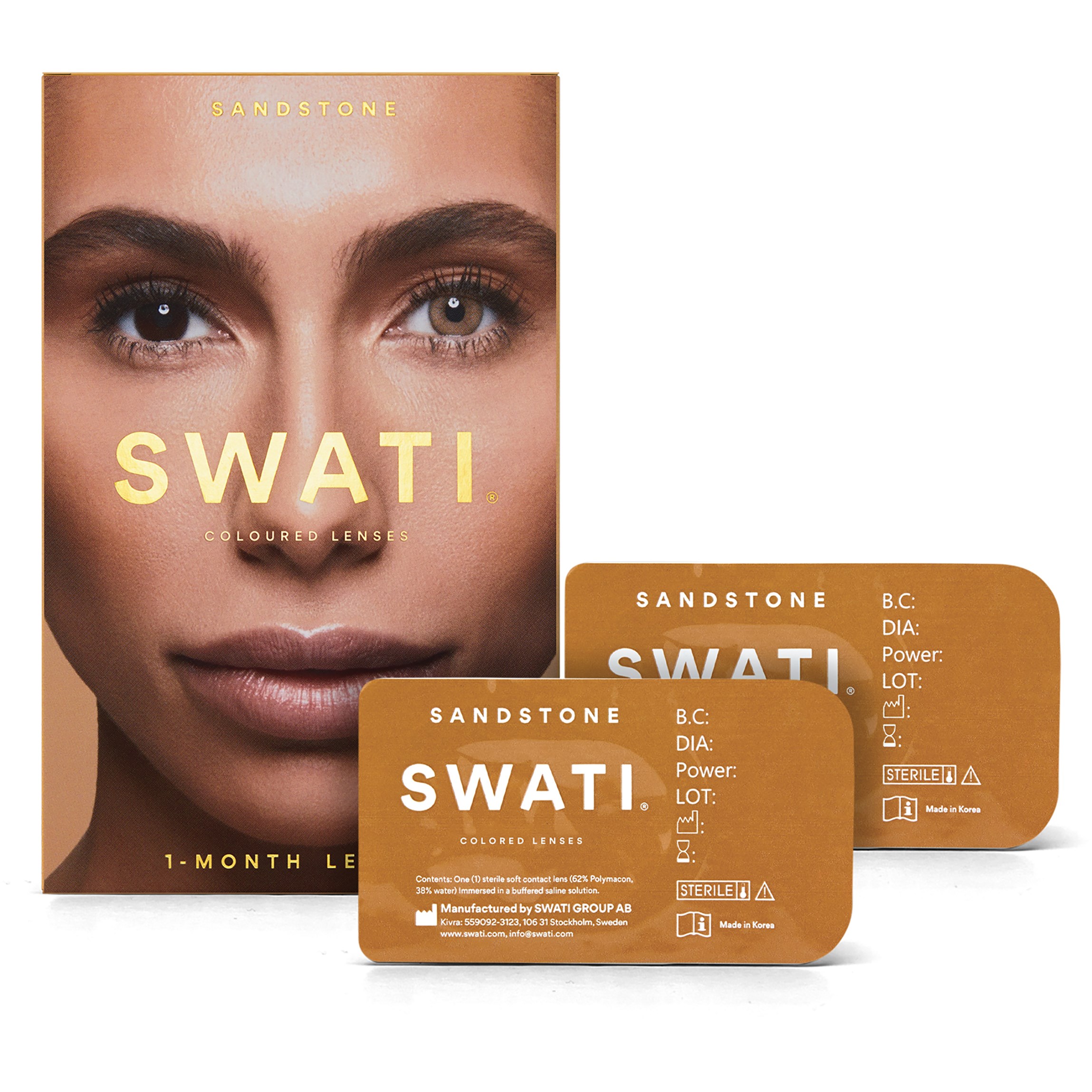 Läs mer om SWATI Cosmetics Coloured Lenses SANDSTONE 1 MONTH