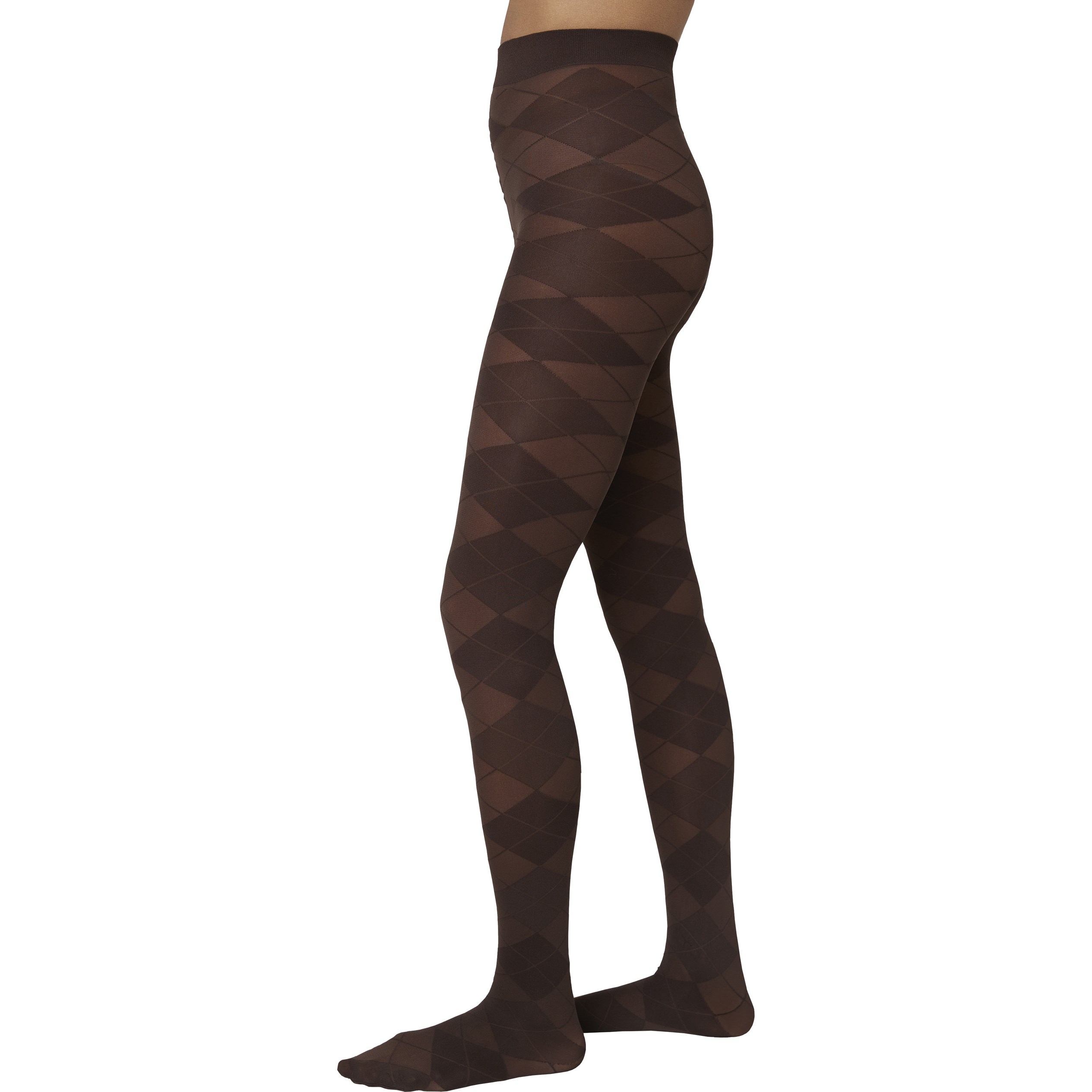 Swedish Stockings Rebecka Argyle Tights Dark Brown M