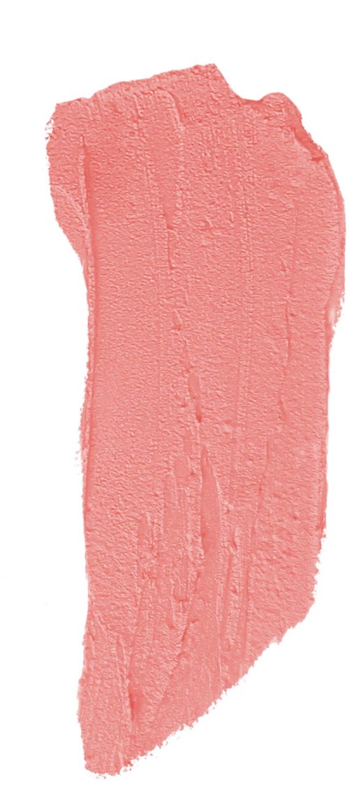 Een grote, onregelmatige roze verfstreek op een witte achtergrond.