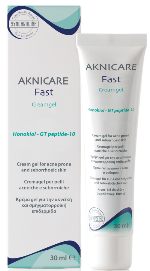 Krämgel för akne och talggödningskontroll, med Hanokiol och GT-peptid-10, i en vit tub och förpackning, 30 ml.