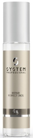 En liten flaska med vit lock, märkt 'SYSTEM PROFESSIONAL'. Det är en hårvårdsprodukt för reparation och slut.
