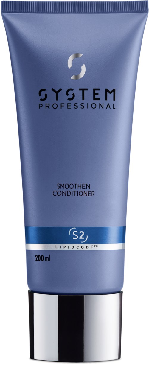Sininen putkainen System Professional Smoothen Conditioner, 200 ml, merkattu.