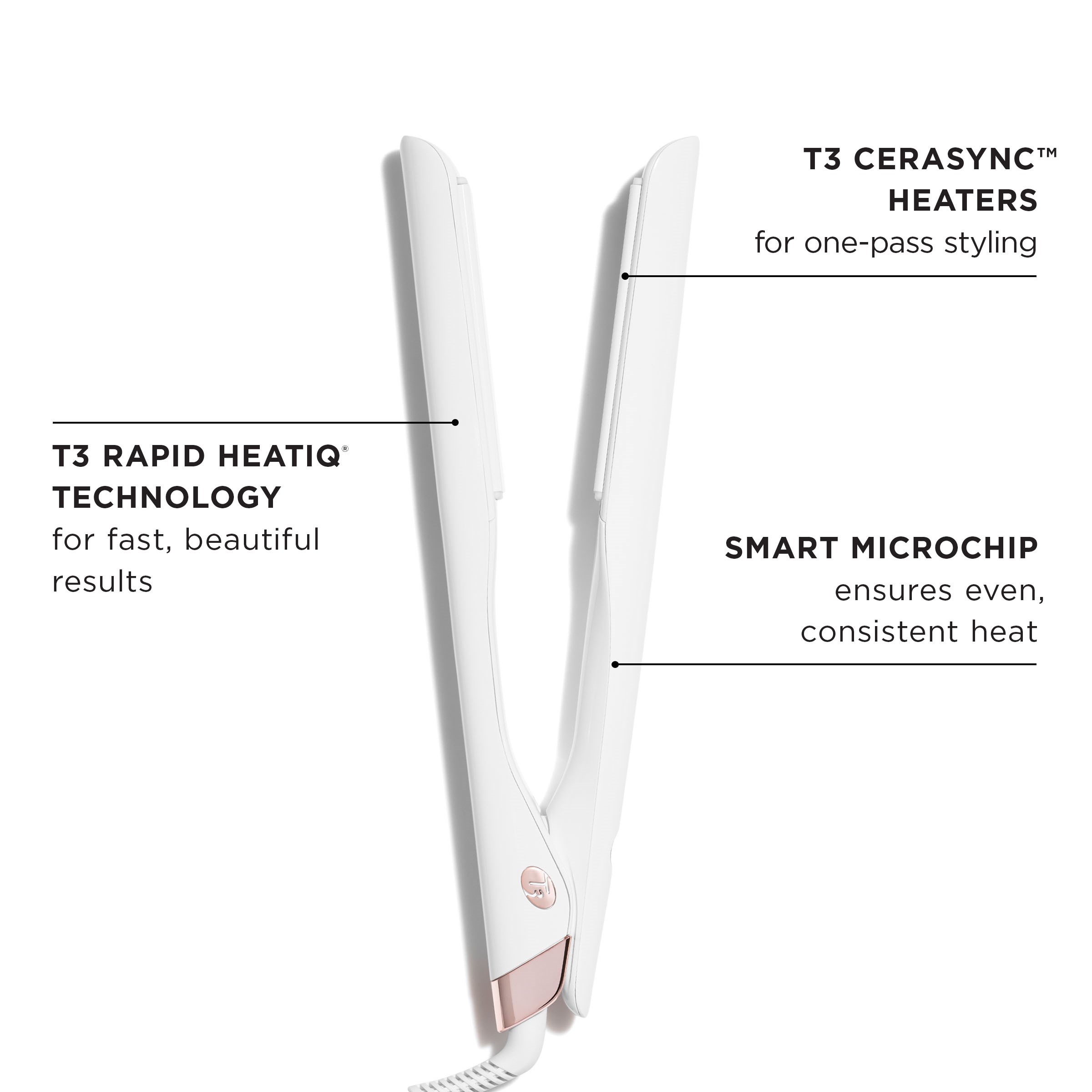 T3 Lucea 25mm Professional Straightening & Styling Flat Iron White/Ros (obrázok 5)