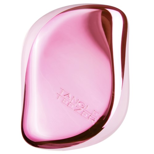 This is a pink and metallic, smooth, wearable object, possibly a jewelry piece or a decorative item.