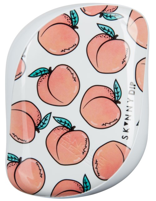 Oval tray with a peach pattern, showing peaches with blue leaves on a white background.