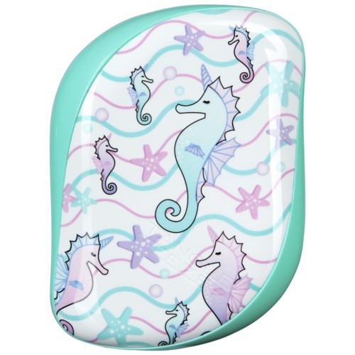 A colorful illustration showing seahorses and starfish theme with pastel colors on a rounded surface.