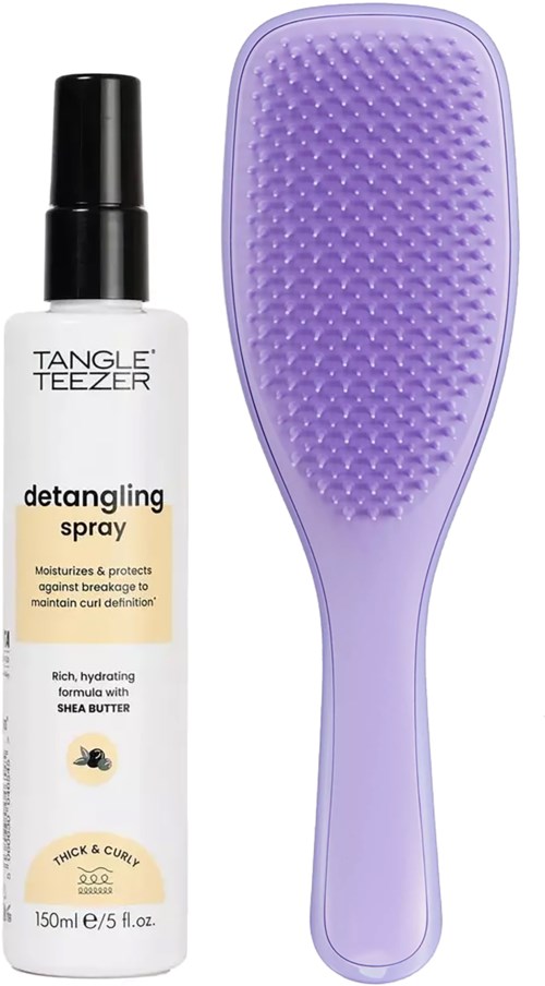 Tangle Teezer Curly Bundle Detangling Cream Spray 150 ml & Naturally Curly Detangler Purple