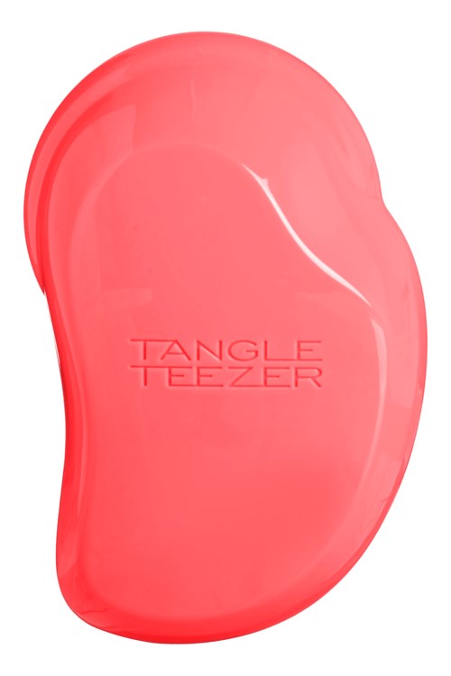 A pink soap with the words "TANGLE TEEZER" engraved on it.