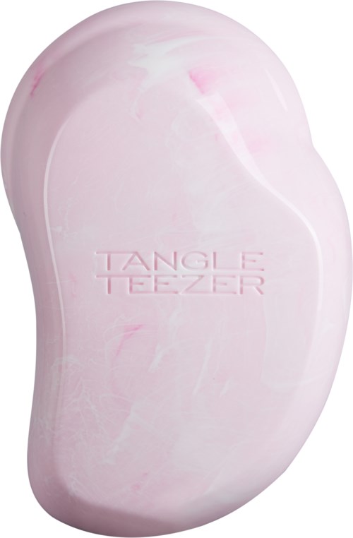 Pink soap bar with the words "Tangle Teezer" embossed on it.