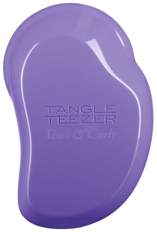 Violetti Tangle Teezer hiusharja selkä- ja kihara-tyyleille. Silkkinen, kaareva muoto ja kohokuvioitu brändi.