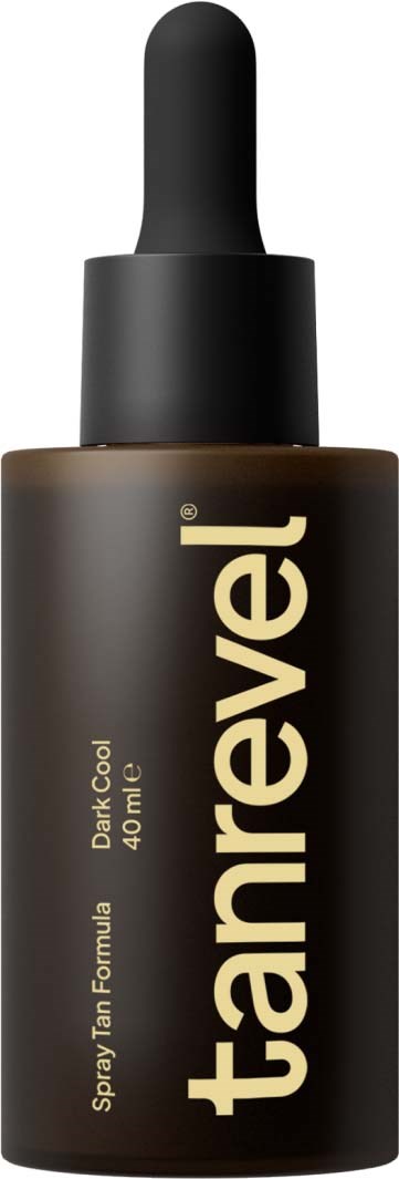 En mørkbrun flaske med svart dråpetrekk, merket 'tannevel' og 'Dark Cool 40 ml'.