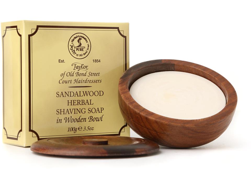Taylor of Old Bond Street Sandalwood Shaving Soap Wooden Bowl 100g